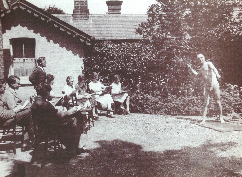 An art class outside the white lodge ?circa early 1920s?